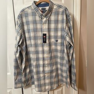 CHAPS Men’s long sleeve plaid button down Shirt NWT Size XXL PTP 27 Length 31